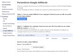 paramétrage gogole adwords et google shopping